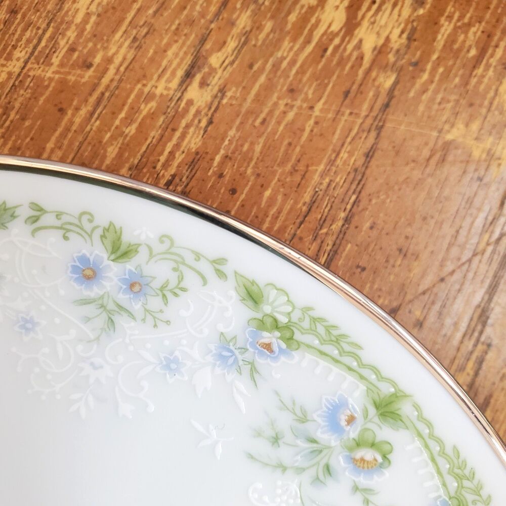 Vintage Noritake Dee 2212 Bone China Saucers Blue Green Floral Japan Lot of 3 - Picture 4 of 9